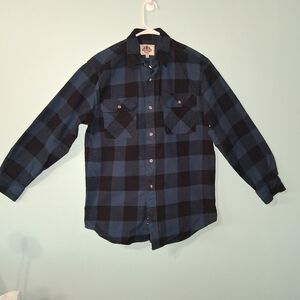 Field And Forest Casual Blue and Black Checkered Flannel Men's Shirt Size L